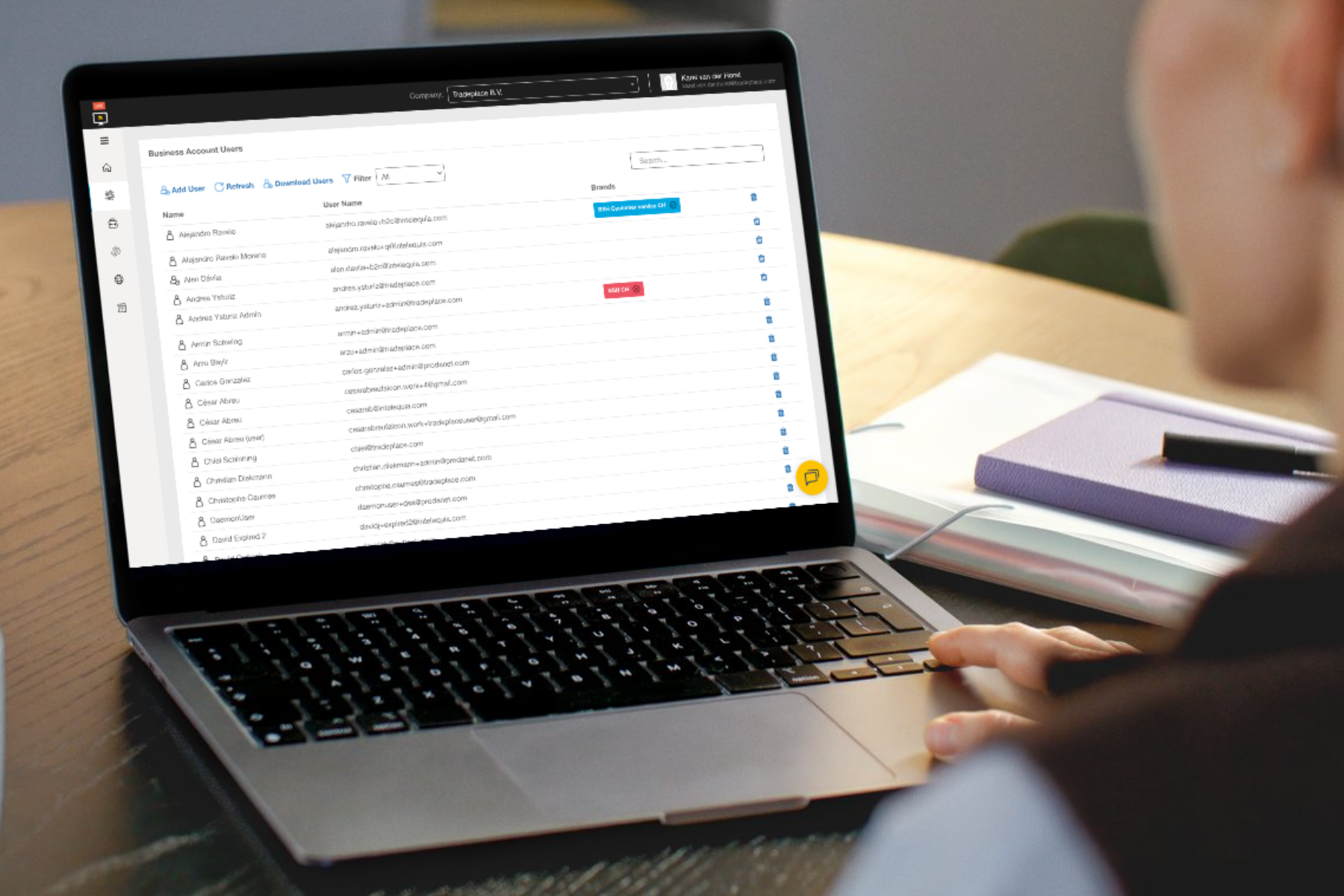 Admin user management page