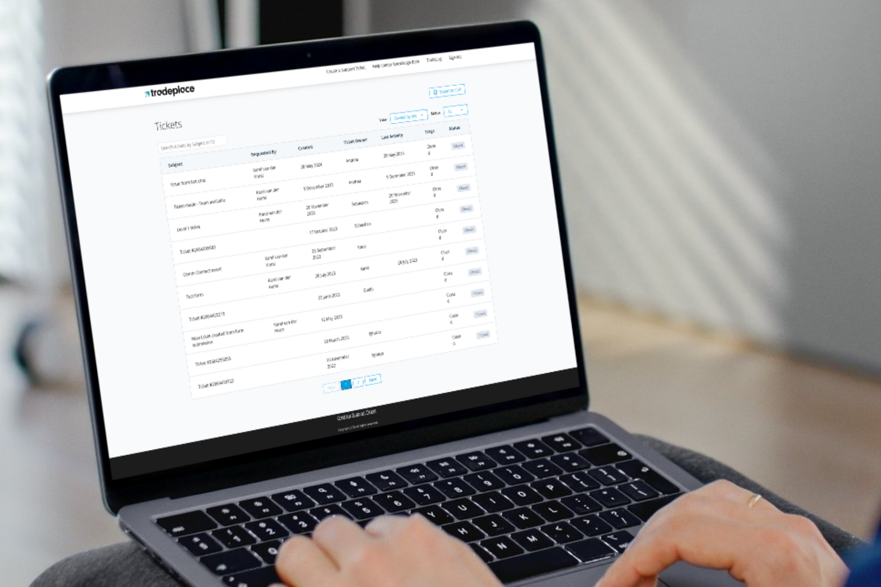 Support Tickets page